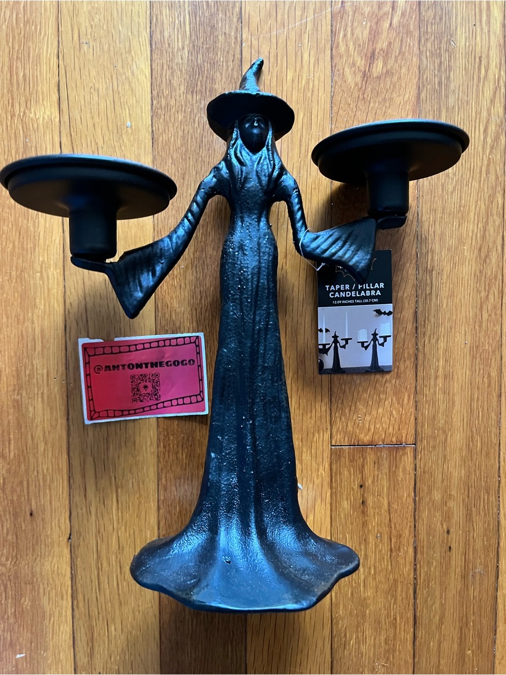 VIRAL Aldi The Halloween Collection Witch Candelabra Matte Black Metal Bats